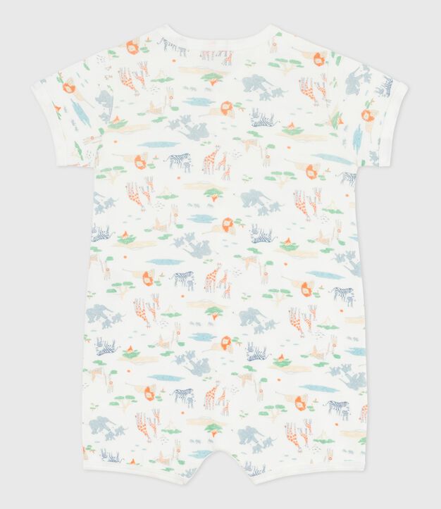 Baby-Kurzoverall aus Baumwolle mit Tiermotiven weiss/vielfarbig