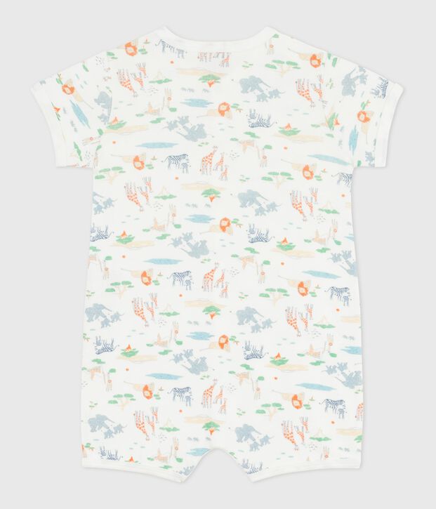 Baby-Kurzoverall aus Baumwolle mit Tiermotiven weiss/vielfarbig