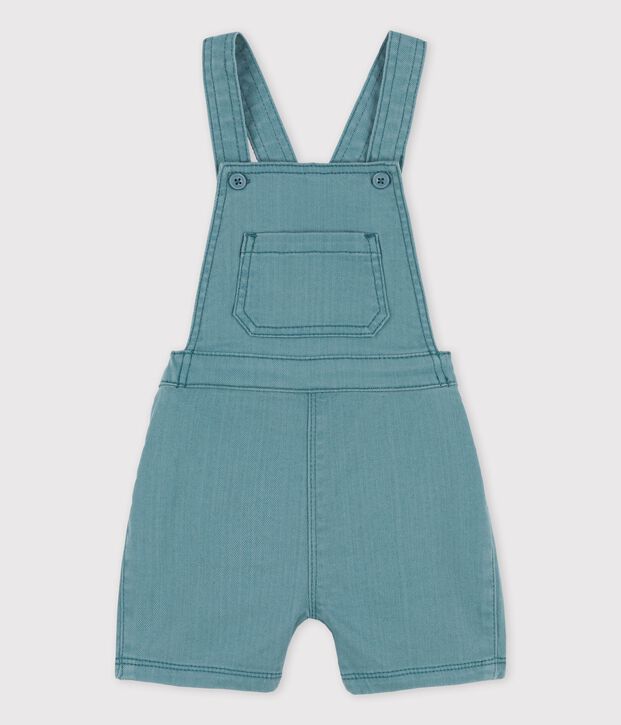 Kurze Baby-Latzhose aus gef&auml;rbtem Denim gr&uuml;n