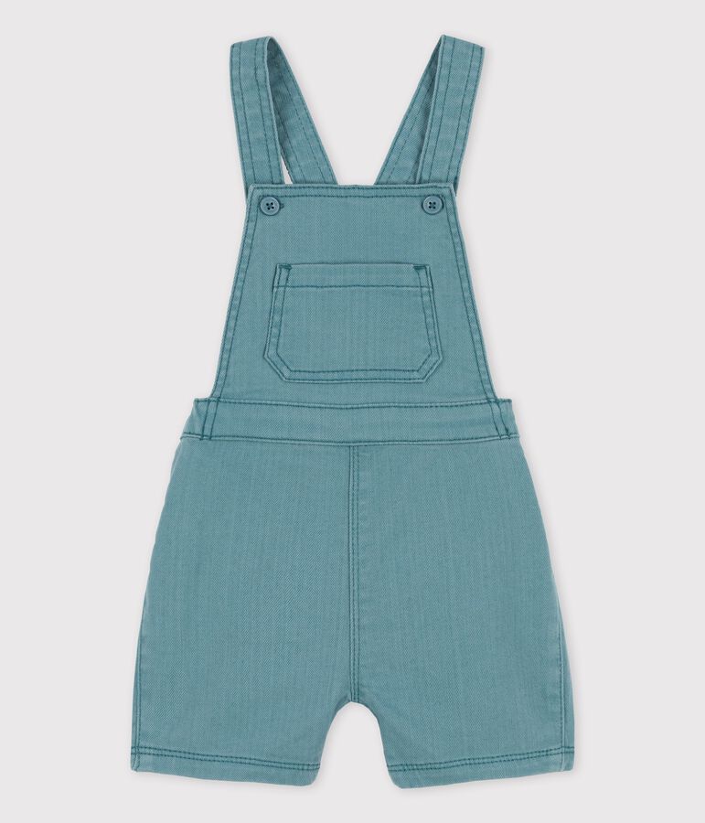 Kurze Baby-Latzhose aus gef&auml;rbtem Denim gr&uuml;n
