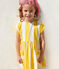 Kurzärmeliges Kinder-Kleid aus Baumwolle mit Streifen weiss MARSHMALLOW/ ORGE