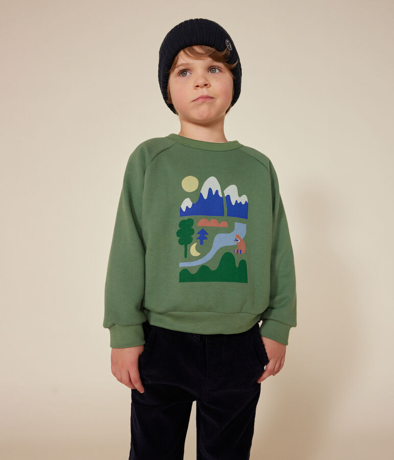 Kinder-Sweatshirt aus Molton f&uuml;r Jungen gr&uuml;n