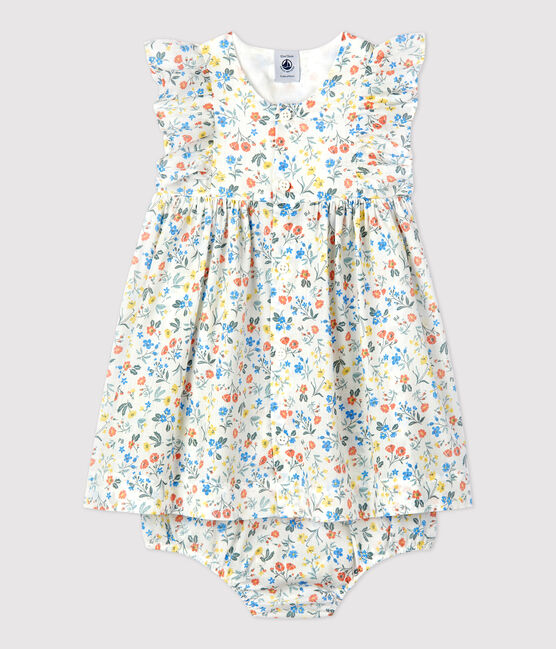 Babykleid mit Bloomers aus Popeline und mit Blumenmuster weiss MARSHMALLOW/weiss MULTICO