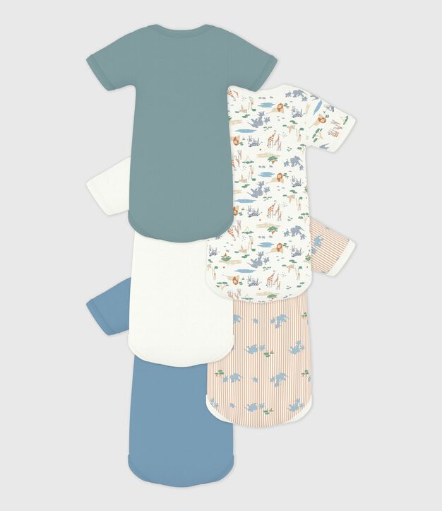 Set kurz&auml;rmelige Baby-Bodys aus bedruckter Baumwolle vielfarbig