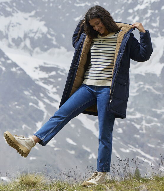 Damenparka mit Sherpafutter. blau SMOKING
