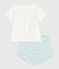 Newborn-Set Zweiteiler aus Baumwolle mit gestreiftem Unterteil blau MARSHMALLOW/ AQUATIC