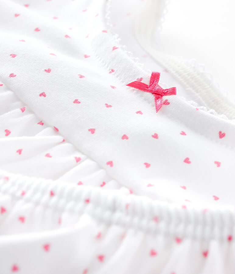 Kurz-Pyjama rosa aus Rippstrick f&uuml;r kleine M&auml;dchen weiss/rosa