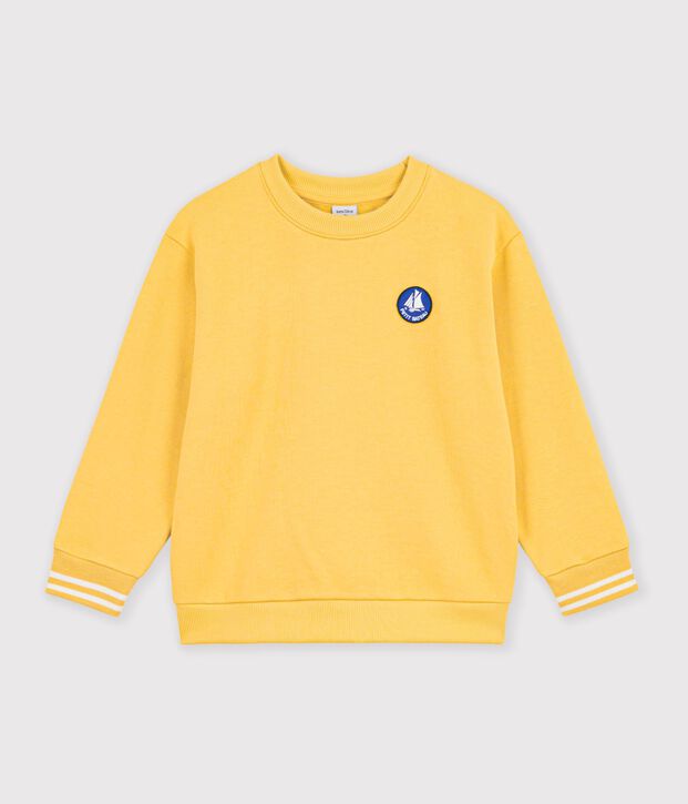 Kinder-Sweatshirt aus einfarbiger Baumwolle gelb