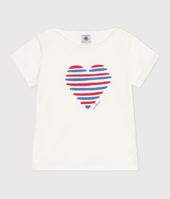Kurzärmeliges Kinder T-Shirt aus Baumwolle mit Herzmotiv weiss MARSHMALLOW
