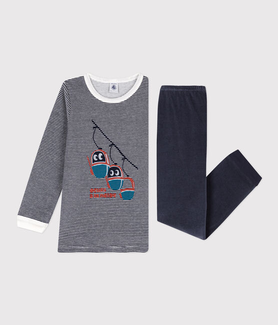 Kinderpyjama aus Nicki blau SMOKING/weiss MARSHMALLOW