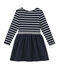 Gestreiftes Mädchen Kleid im Materialmix blau SMOKING/weiss MARSHMALLOW