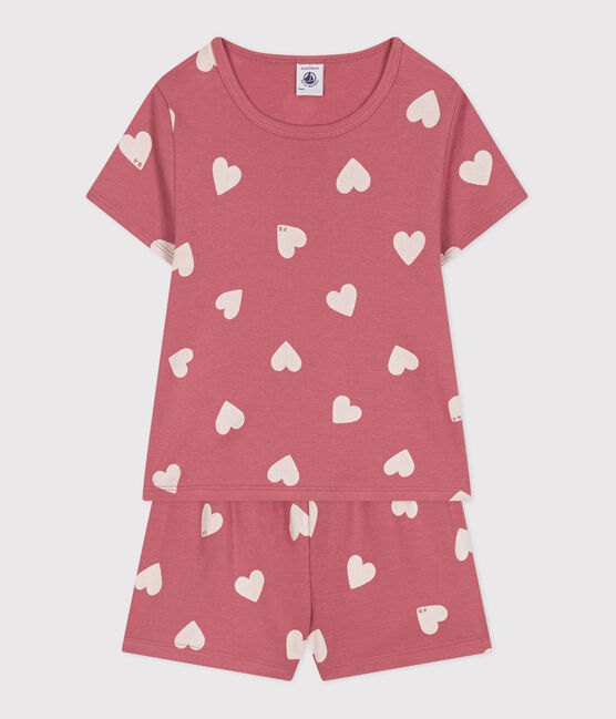 Kinder-Kurzpyjama aus Baumwolle mit Herz-Motiv rosa ROSEWOOD/ MARSHMALLOW