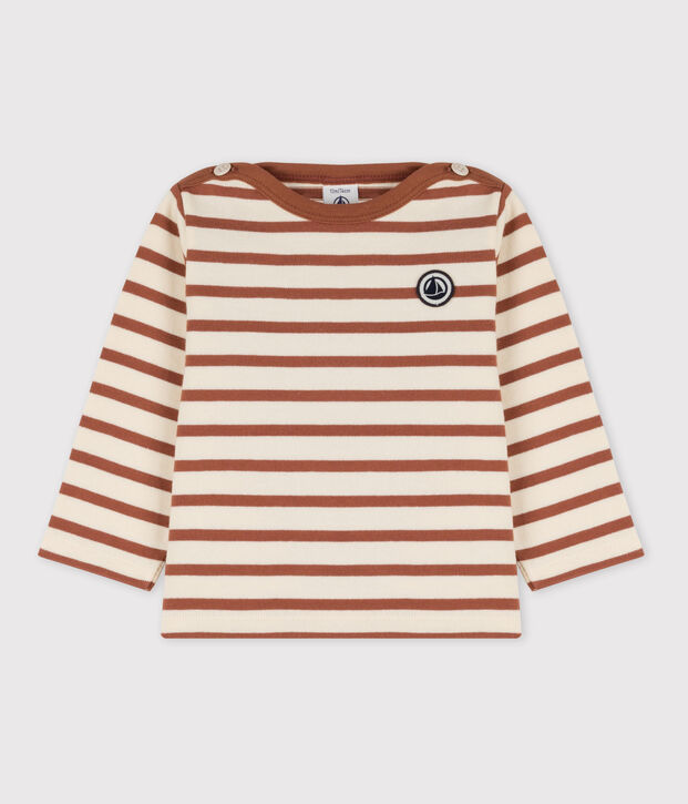 Baby-Streifenshirt aus dickem Jersey naturfarben/braun
