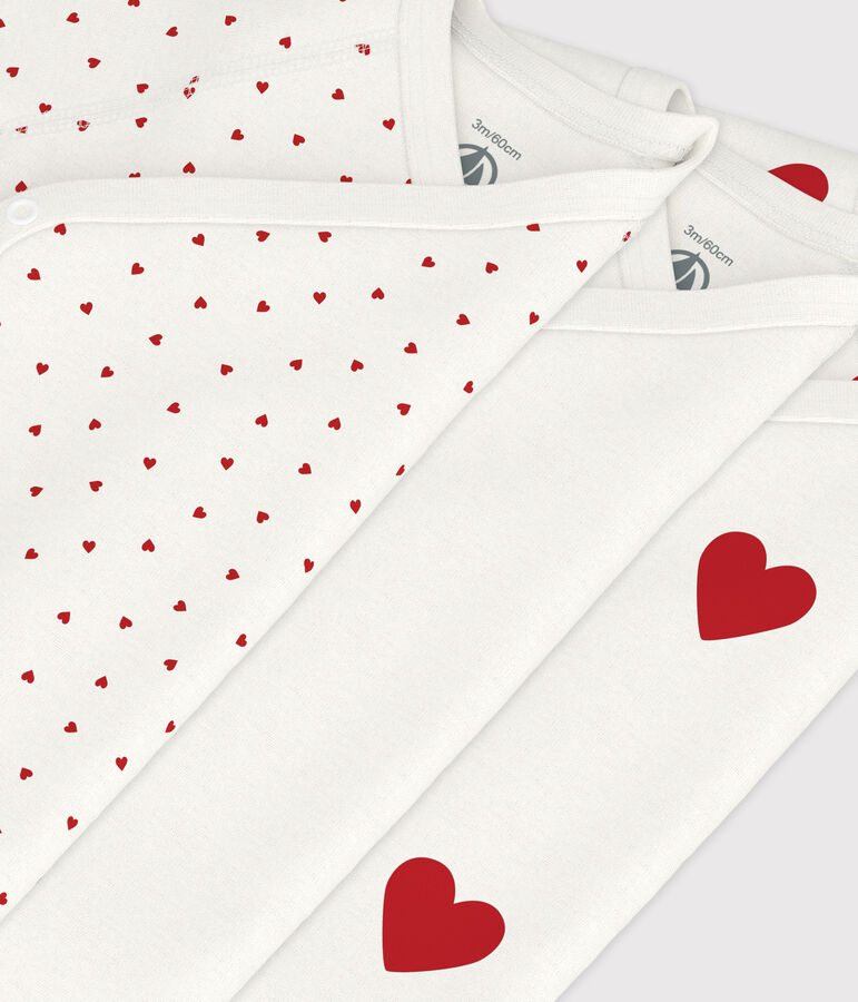 3er-Set kurz&auml;rmelige Baby-Wickelbodys aus Baumwolle mit Herzmotiv variante 1
