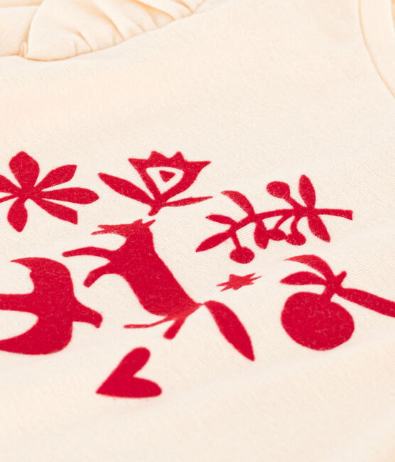 Langärmeliges T-Shirt aus Baumwolle für Kinder/Mädchen naturfarben AVALANCHE