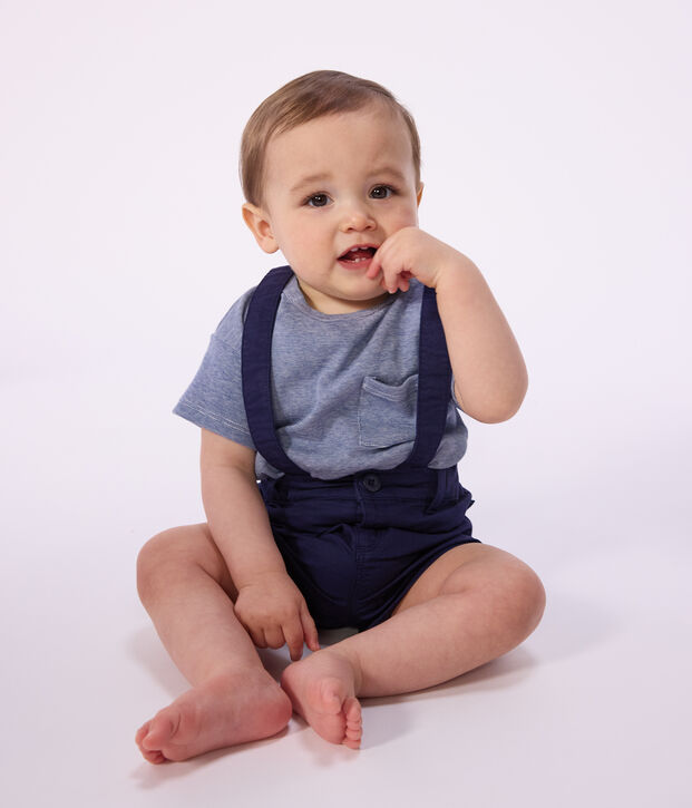 Kurz&auml;rmeliges Baby-T-Shirt aus Baumwolle mit Streifen blau/weiss