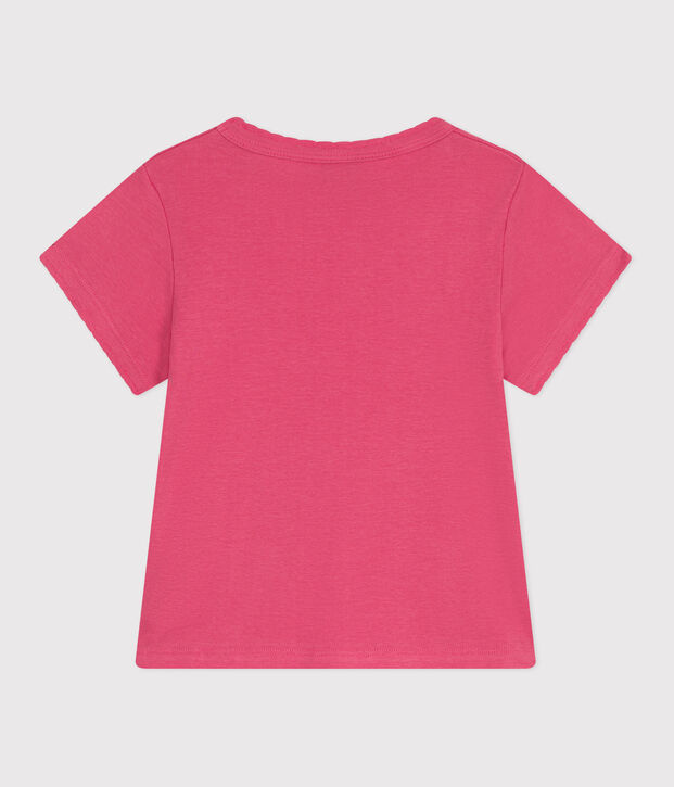 Kurz&auml;rmeliges Kinder-T-Shirt aus einfarbiger Baumwolle rosa
