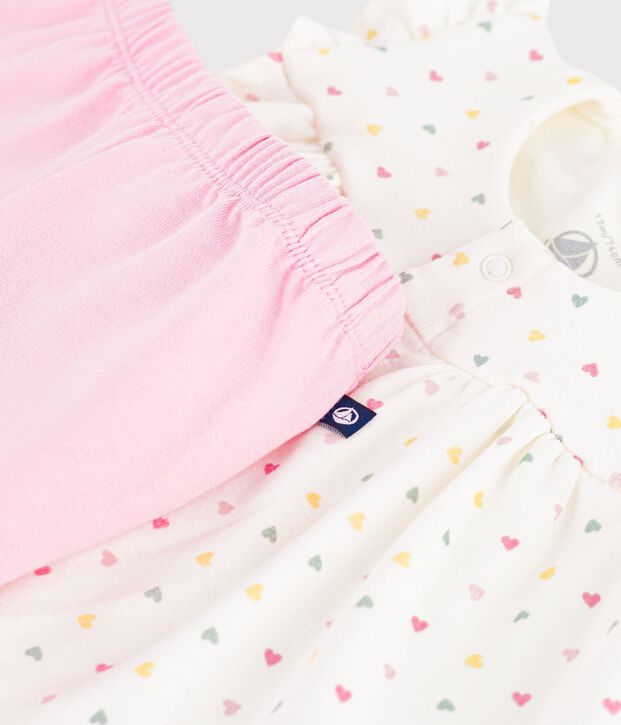 2-teiliges Baby-Set aus Baumwolle mit kleinen Herzen weiss/vielfarbig