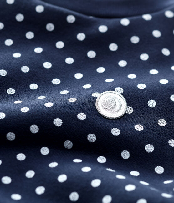Kinder-Sweatshirt aus Molton für Mädchen blau SMOKING/weiss MARSHMALLOW