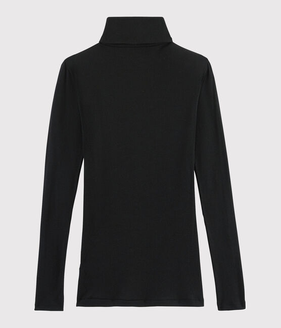 Unterziehpullover aus Wolle und Baumwolle für Damen schwarz NOIR