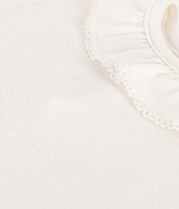 Kurz&auml;rmeliger Baby-Body aus Baumwolle mit R&uuml;schenkragen weiss