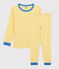 Kinderpyjama aus Bio-Baumwolle mit Ringelstreifen gelb ORGE/weiss MARSHMALLOW