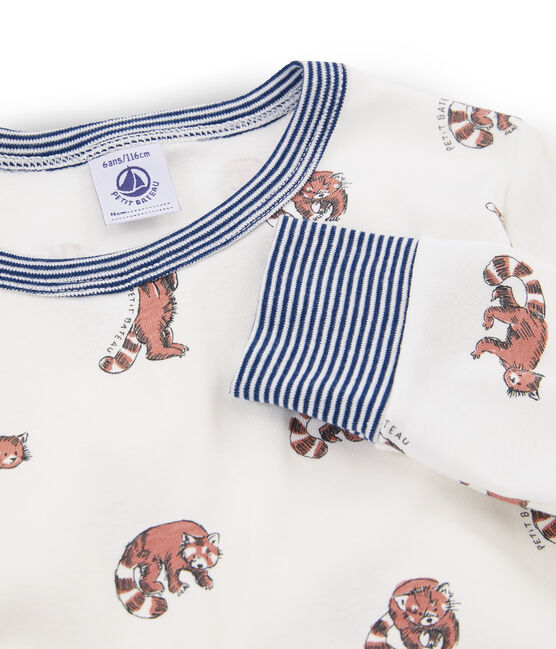 Rippstrick-Pyjama für kleine Jungen weiss MARSHMALLOW/weiss MULTICO