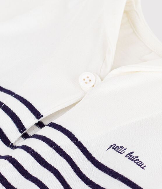 Baby-Kurzoverall mit Matrosenkragen aus gestreifter Baumwolle blau MARSHMALLOW/ SOIR
