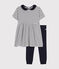 Babyset aus Baumwolle, bestehend aus Kleid und Leggings weiss MARSHMALLOW/blau SMOKING