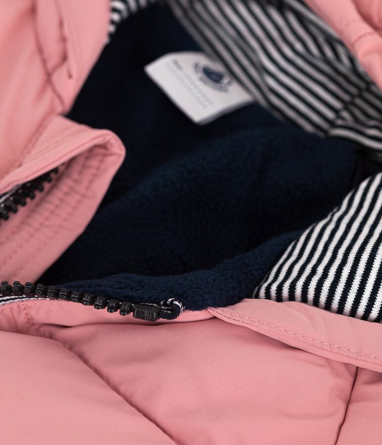 Baby-Winterjacke aus einfarbigem Polyester rosa