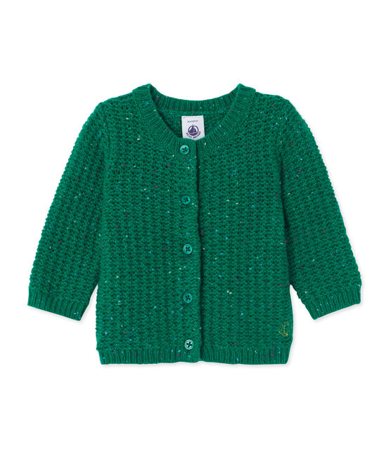 Baby-Mädchen-Cardigan aus Woll-/Nylongemisch grün GAZON