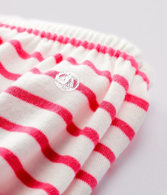 Slip mit Ringelstreifen für Mädchen weiss MARSHMALLOW/rosa GEISHA