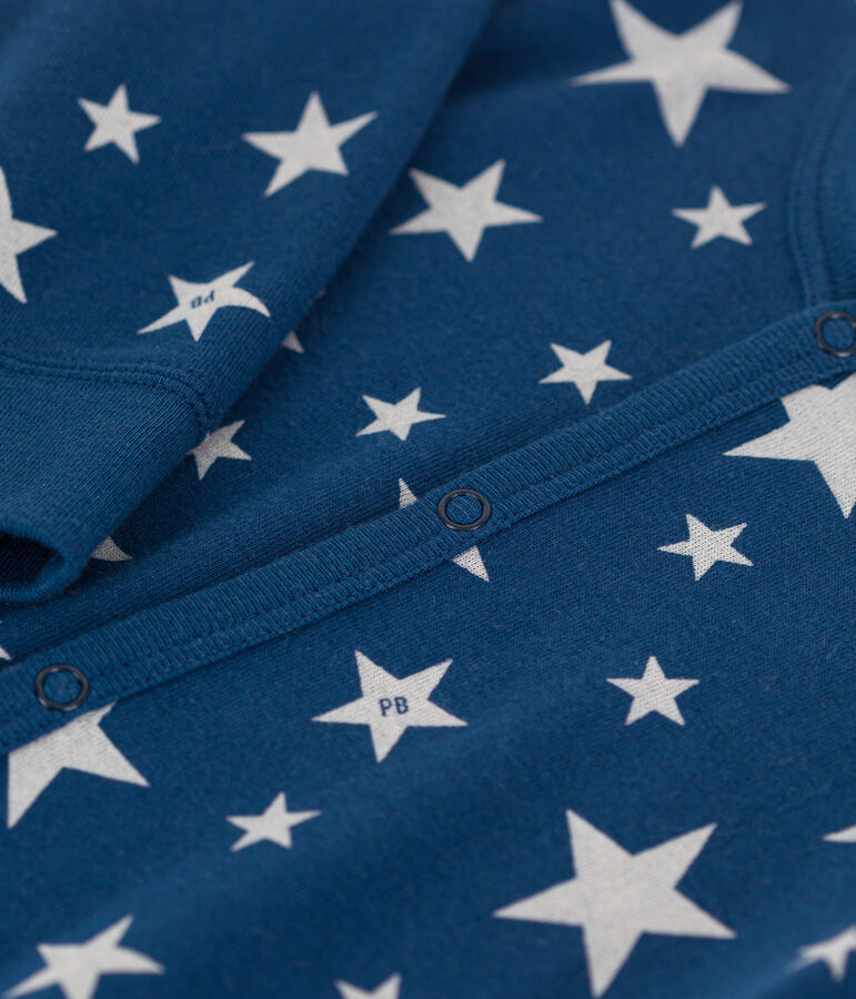 Strampler aus Baumwolle ohne F&uuml;&szlig;e blau/weiss