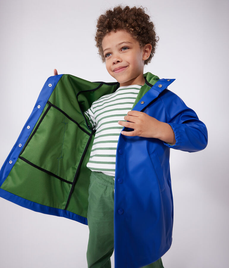 Kinder-Regenjacke mit zwei Farben blau/gr&uuml;n