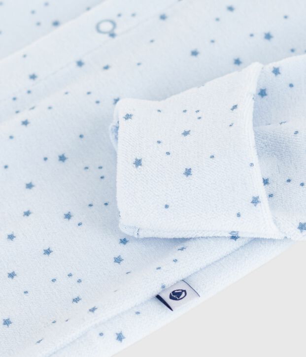 Strampler mit Kragen aus bedrucktem Nicki blau/blau