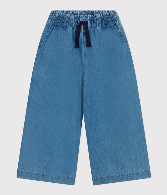 Kinder weite-Hose aus leichtem Denim für Mädchen blau DENIM CLAIR