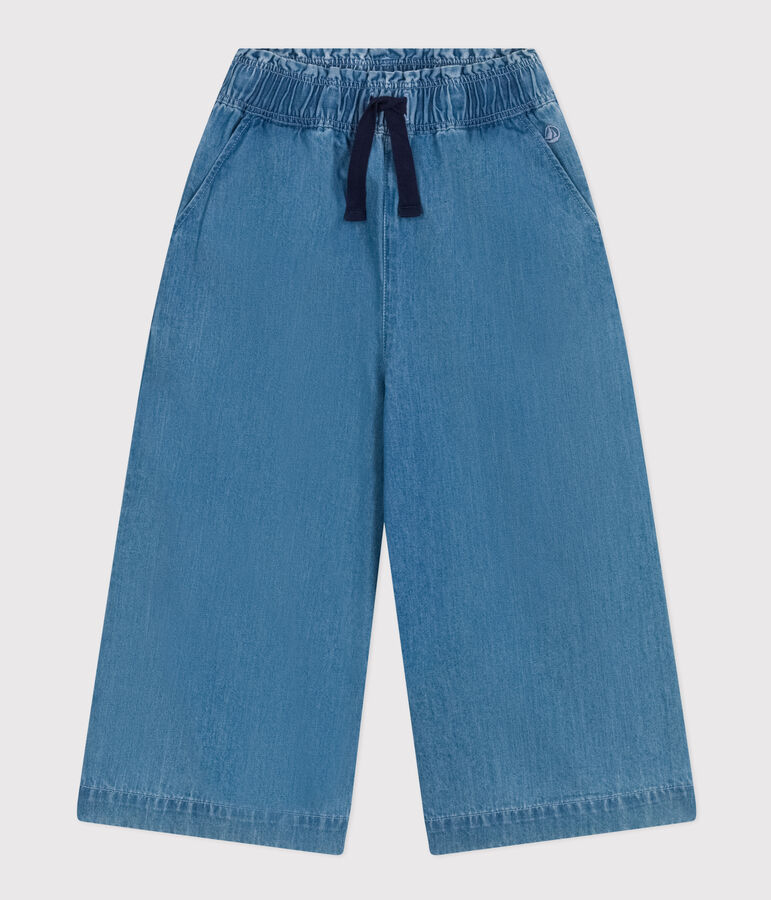 Kinder weite-Hose aus leichtem Denim f&uuml;r M&auml;dchen blau