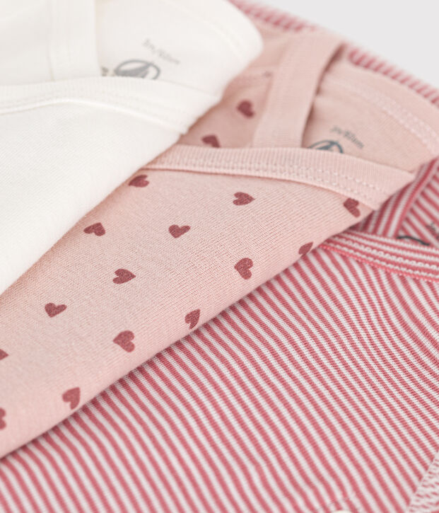 3er-Set lang&auml;rmelige Wickelbodys aus Baumwolle vielfarbig