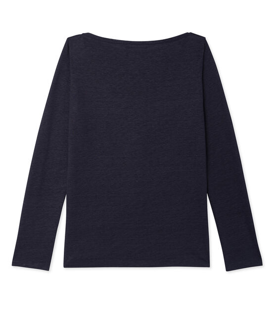 Damen-Langarmshirt aus beschichtetem Leinen blau SMOKING/blau BRILLANT
