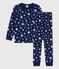 Kinderpyjama aus Baumwolle mit Sternenmuster blau MEDIEVAL/weiss MARSHMALLOW
