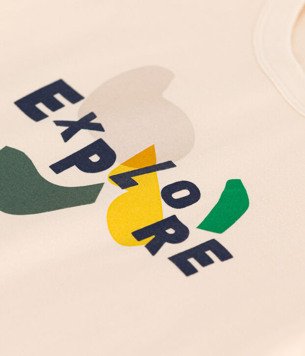 Gemustertes Jungen-T-Shirt aus leichtem Jersey naturfarben/vielfarbig