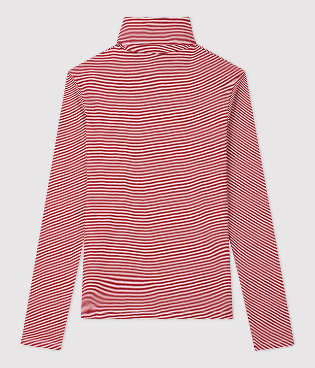 Klassischer Unterziehpullover aus gestreifter Baumwolle f&uuml;r Damen rot/weiss