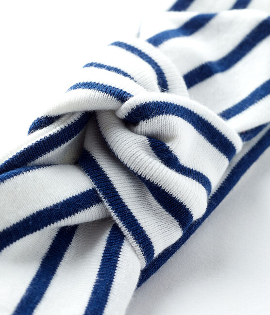 Baby-Haarband Mädchen, gestreift weiss MARSHMALLOW/blau SMOKING