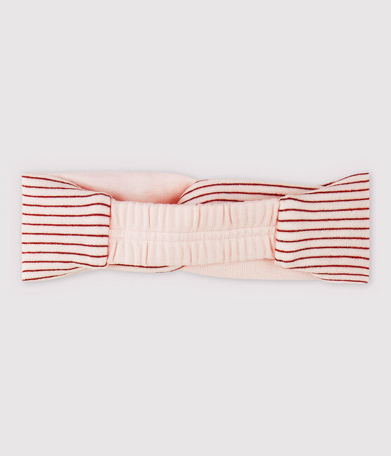 Gestreiftes Baby-Haarband aus doppelt gewirkter Baumwolle Mädchen rosa FLEUR/rosa COPPER