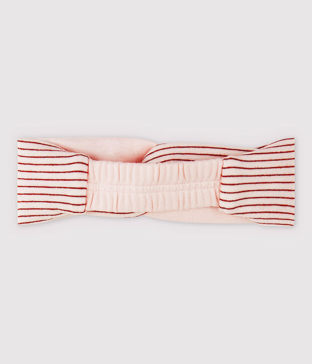 Gestreiftes Baby-Haarband aus doppelt gewirkter Baumwolle M&auml;dchen rosa/rosa