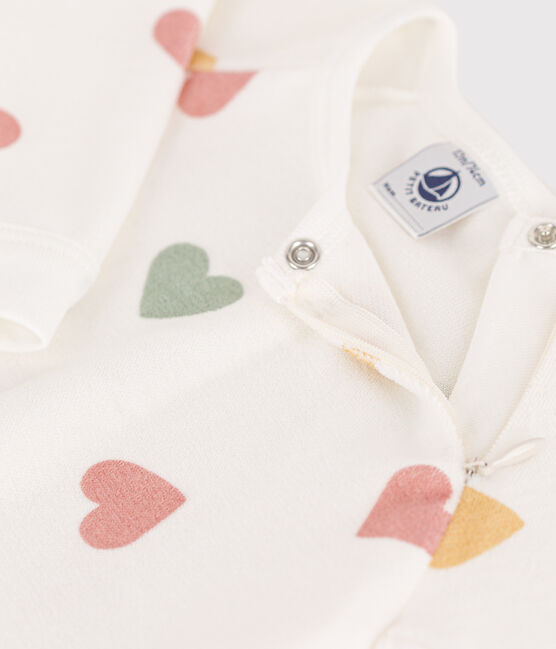 Baby-Strampler aus Nicki mit mehrfarbigen Herzen weiss MARSHMALLOW/weiss MULTICO