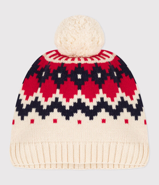 Kinder-Mütze aus Jacquard-Wollstoff weiss AVALANCHE/ MULTICO