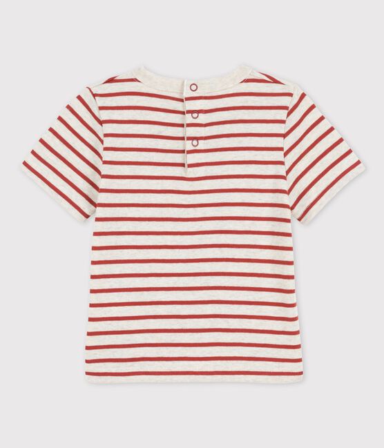 Gestreiftes kurzärmeliges Baby-T-Shirt aus Bio-Baumwolle beige MONTELIMAR/ OMBRIE