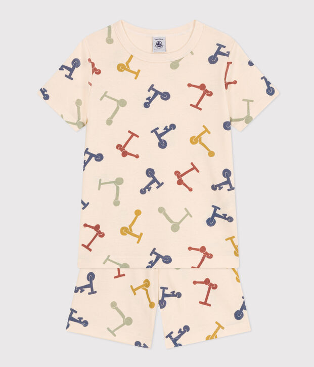 Kurzer Kinderpyjama aus Baumwolle mit Roller-Printmotiv naturfarben/vielfarbig