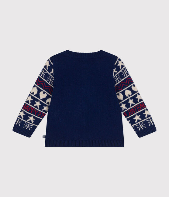 Baby-Cardigan aus Strick mit Wollanteil blau MEDIEVAL/weiss MULTICO